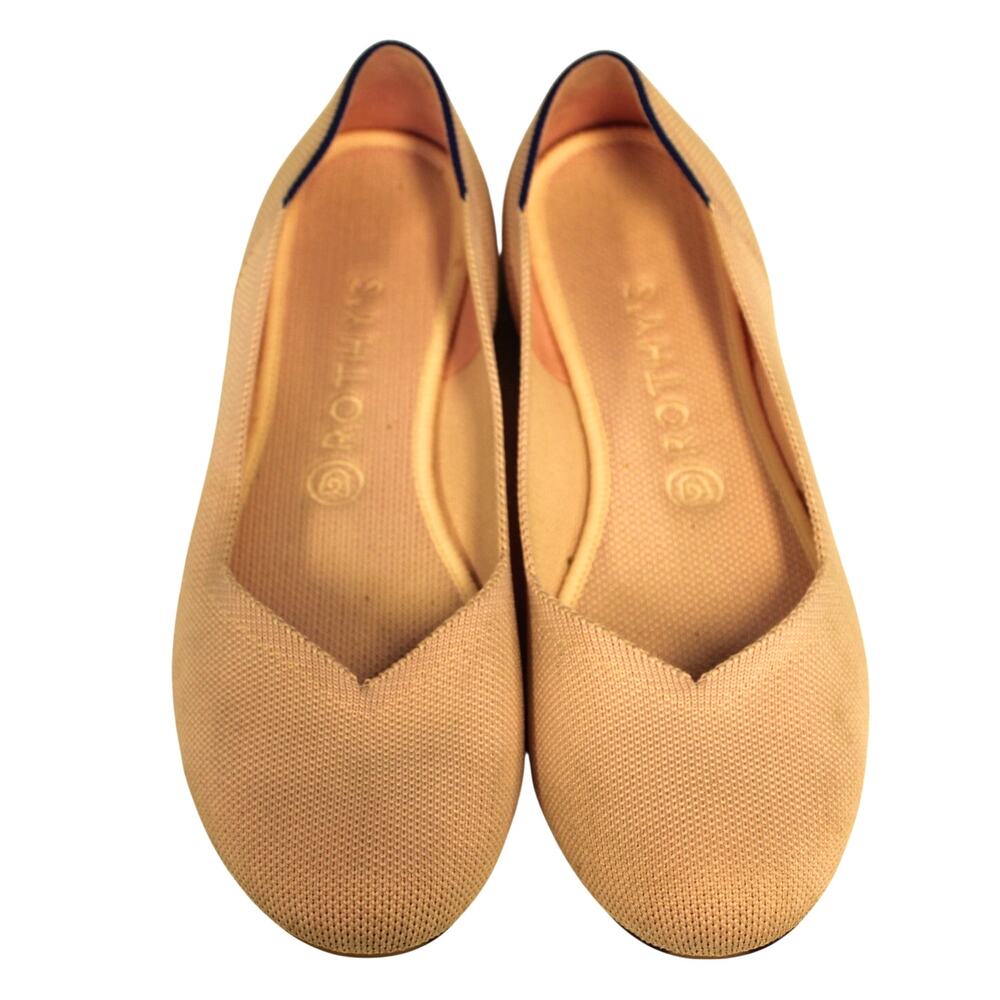 Rothy's Ballet Flats Pink Beige Knit Round Toe Shoes Size 9.5